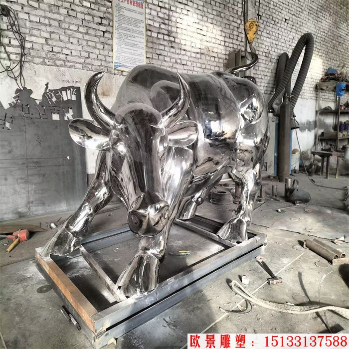 不锈钢镜面牛雕塑 动物牛 (2)
