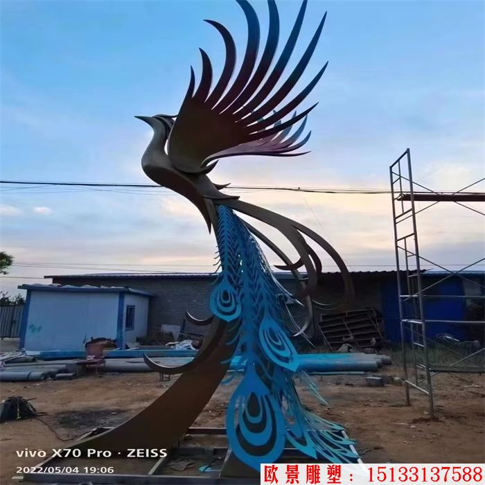 不锈钢凤凰雕塑 创意造型凤凰 艺术凤凰 (8)